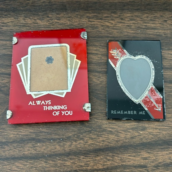 ❤️ Vintage Deco 1930s frame and purse mirror, red and black, love, reverse paint - Picture 1 of 5